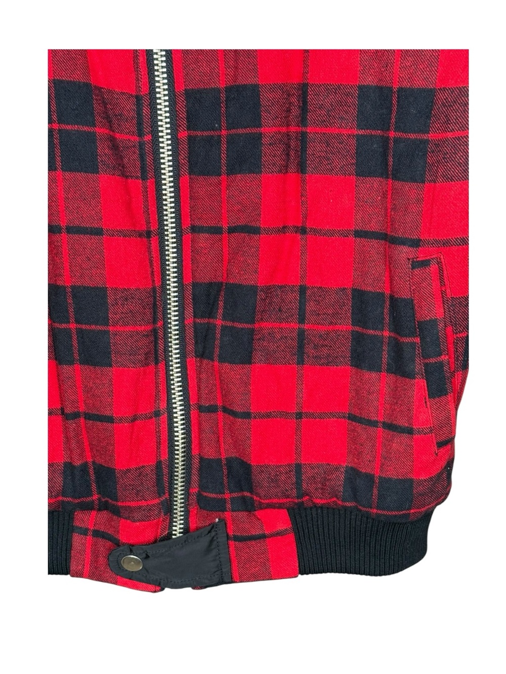 Y2K: UNIF 𖤐 Plaid Reversible Baddie Bomber Jacket 𖤐 Red Buffalo Plaid Black 𖤐 S - Picture 5 of 16